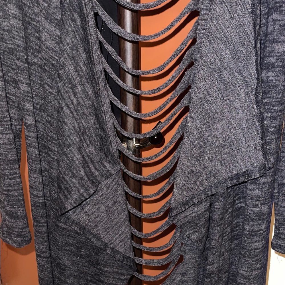 Charcoal Open-Back long Cardigan NWOT - Picture 5 of 5